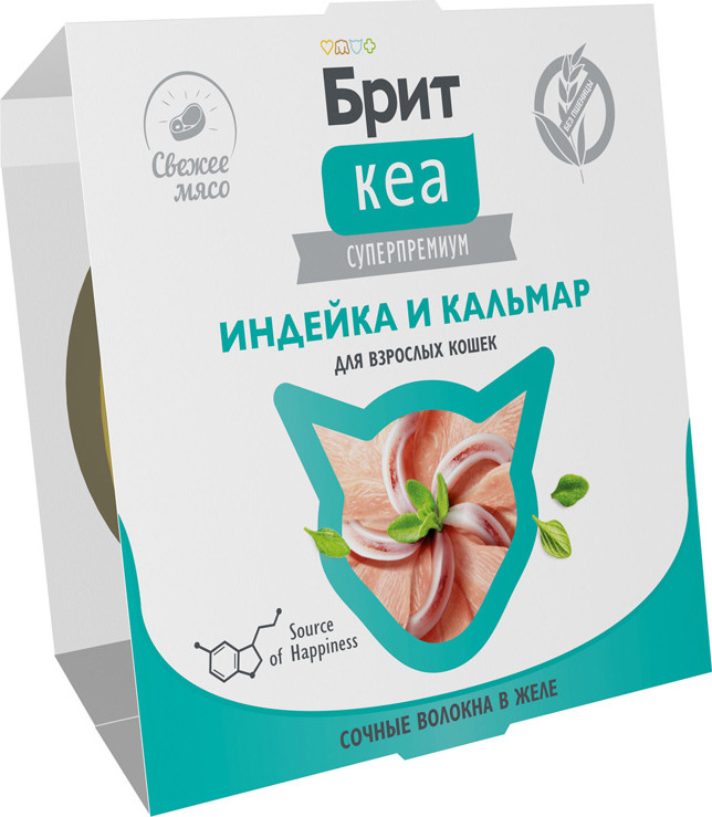 Влажный корм для кошек Брит Кеа Индейка и кальмар в желе / 1062929 (75г) — фото 2