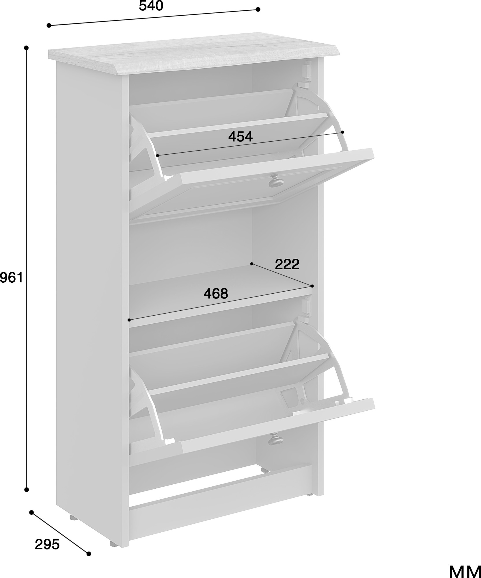 Тумба для обуви MODULA Гранда INV07T-2D-540/295/961(22) (графит/дуб натюрель) — фото 3