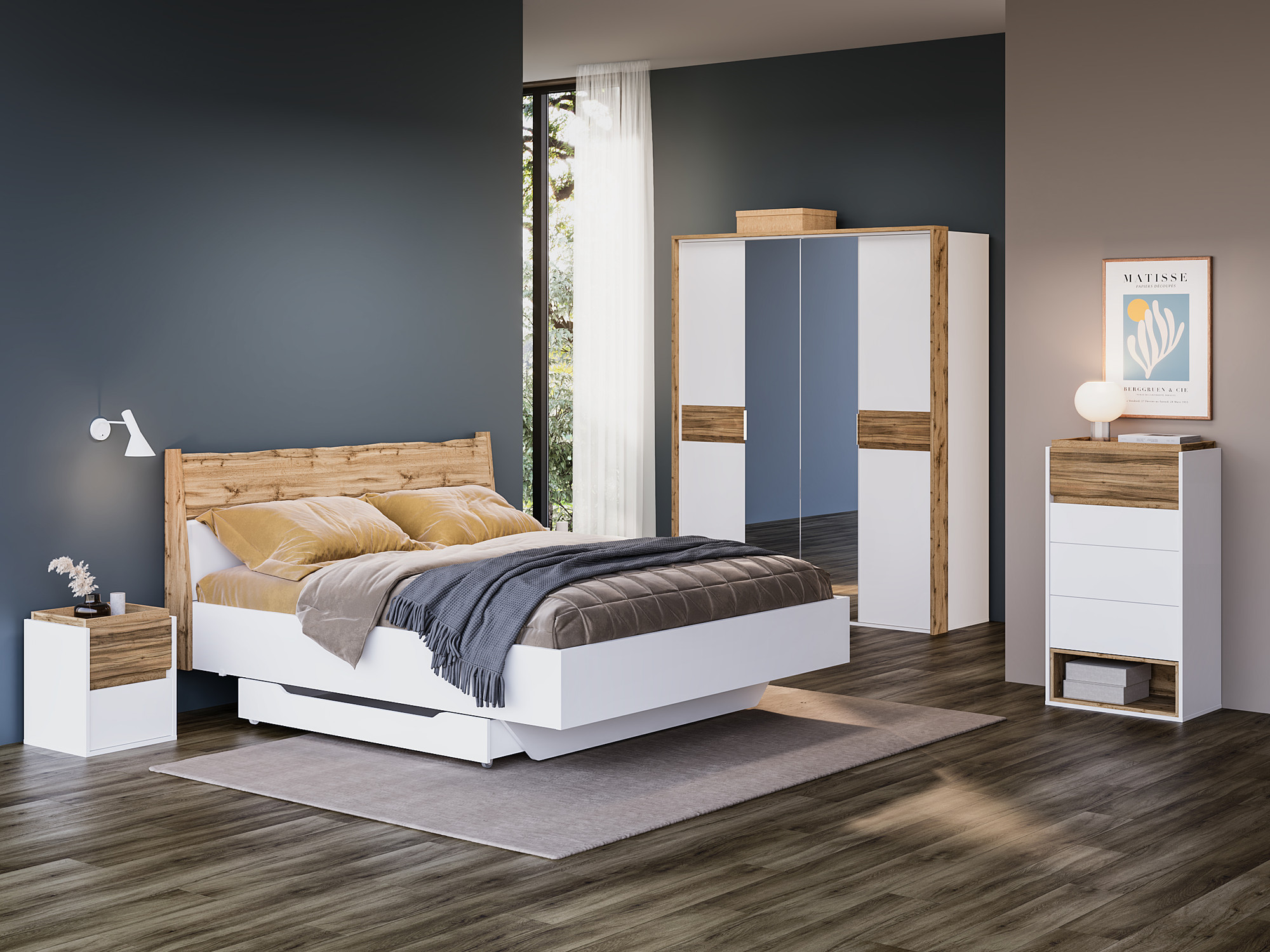 Шкаф MODULA Сэлва INV04HP-2D2Z-1767/636/2176(02) (дуб натюрель/белый премиум) — фото 5