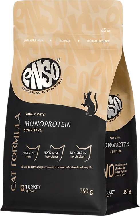 Сухой корм для кошек ENSO CF Monoprotein Чувств. пищеварение индейка шпинат / 020/251154 (350г)