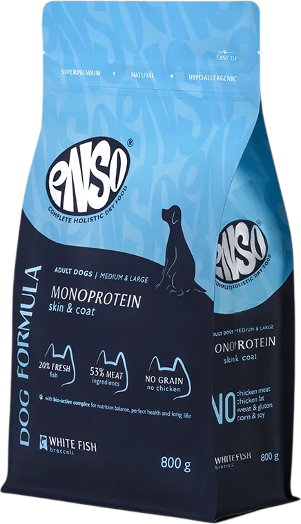 Сухой корм для собак ENSO DF Monoprotein Для сред/круп белая рыба брокколи / 020/251338 (800г)