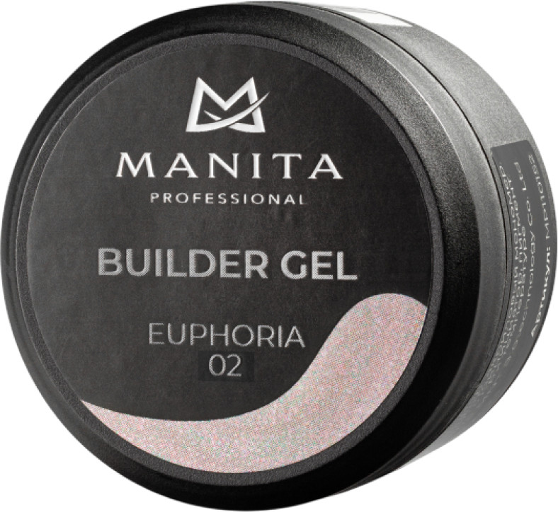 Моделирующий гель для ногтей Manita Professional Builder Gel Euphoria №02 с хлопьями юки (15мл)