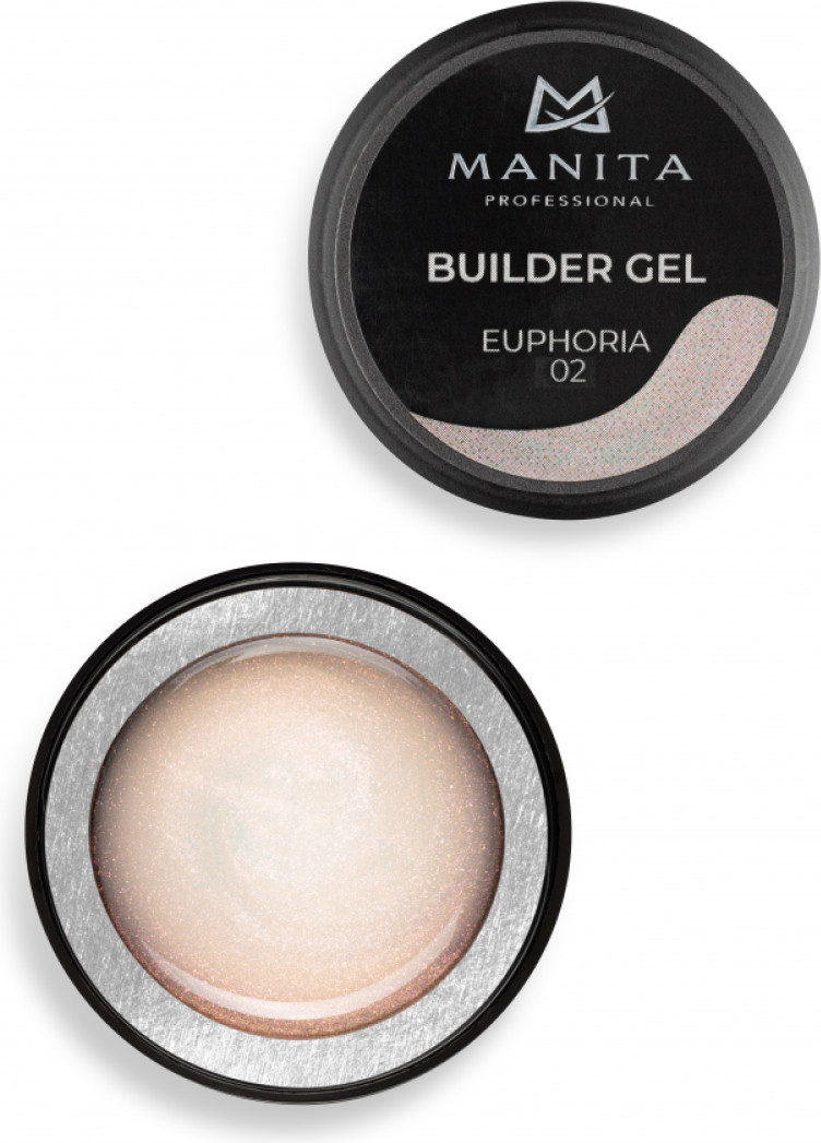 Моделирующий гель для ногтей Manita Professional Builder Gel Euphoria №02 с хлопьями юки (15мл) — фото 3