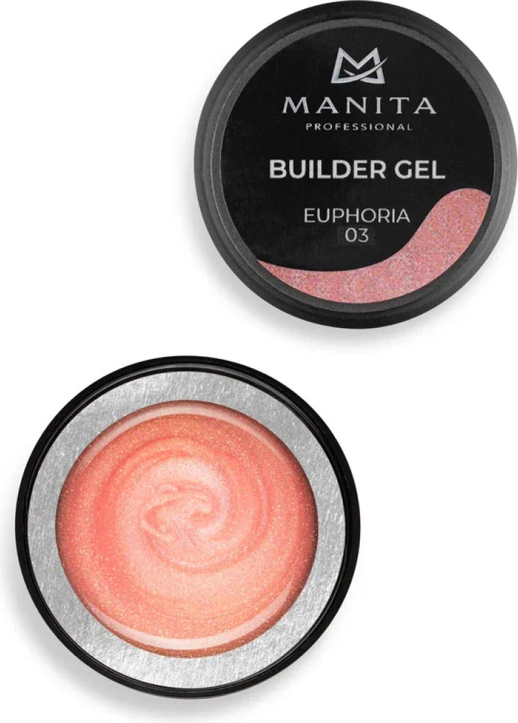Моделирующий гель для ногтей Manita Professional Builder Gel Euphoria №03 с хлопьями юки (15мл) — фото 3