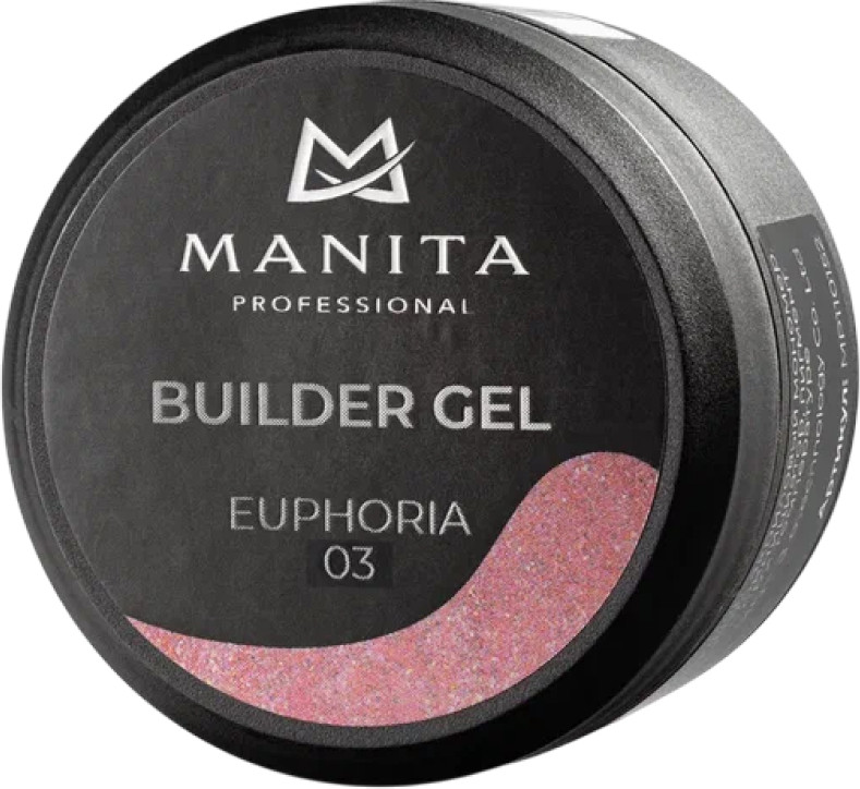 Моделирующий гель для ногтей Manita Professional Builder Gel Euphoria №03 с хлопьями юки (15мл)