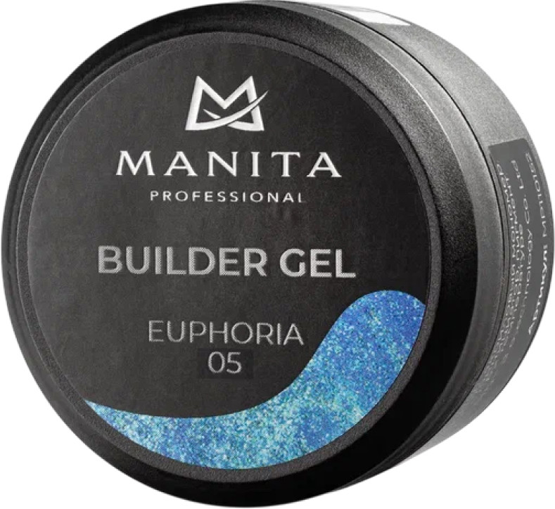 Моделирующий гель для ногтей Manita Professional Builder Gel Euphoria №05 с хлопьями юки (15мл)