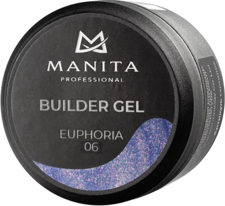 Моделирующий гель для ногтей Manita Professional Builder Gel Euphoria №06 с хлопьями юки (15мл)