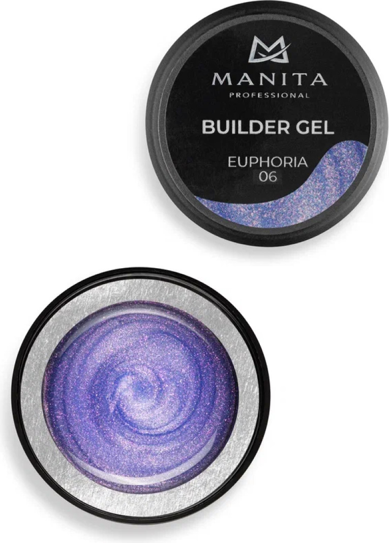 Моделирующий гель для ногтей Manita Professional Builder Gel Euphoria №06 с хлопьями юки (15мл) — фото 3