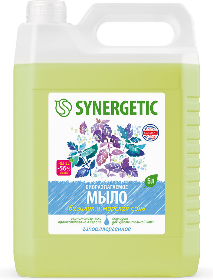 Мыло жидкое Synergetic Биоразлагаемое. Базилик и морская соль (5л)