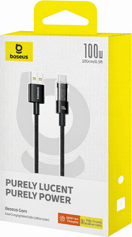 Кабель Baseus Gem Fast-Charging Data USB-A-USB-C / P10373002111-01 (2м, черный) — фото 2
