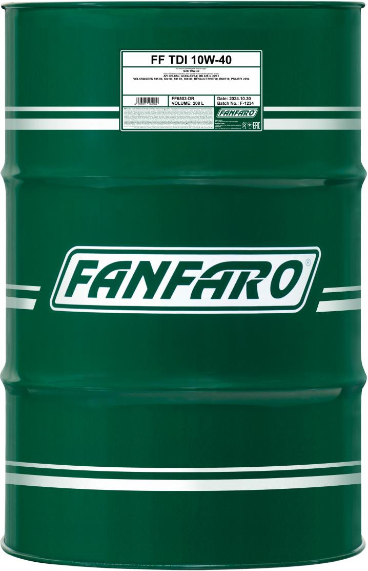 Моторное масло Fanfaro TDI 10W40 CH-4/SL / FF6503-DR (208л)