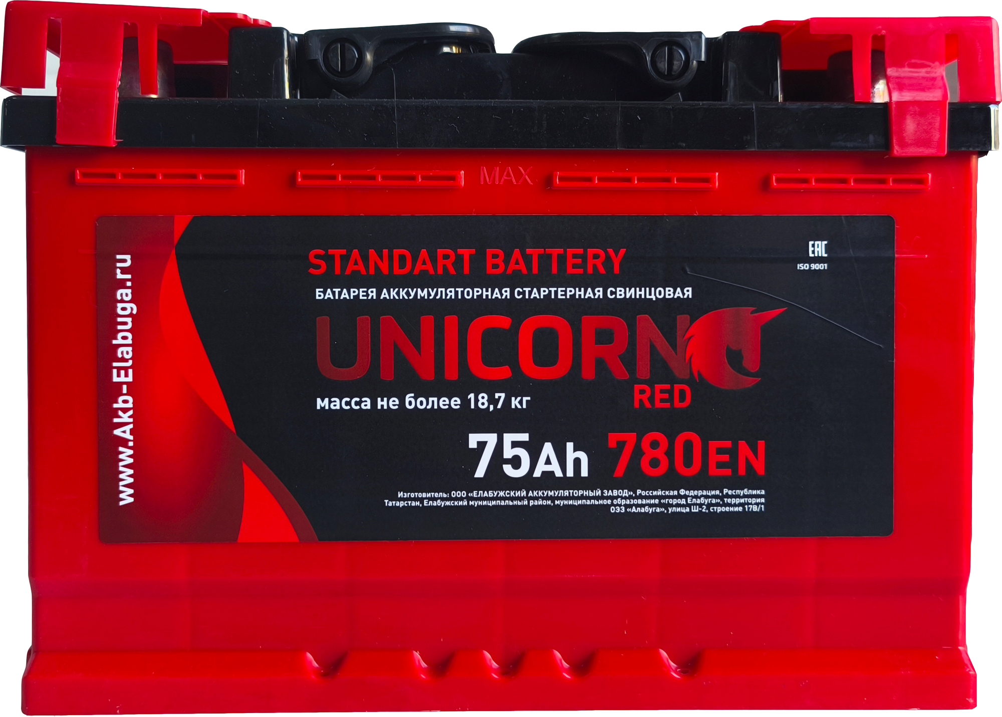 Автомобильный аккумулятор UnicorN RED (0) 780A L3 / 6CT-75 (75А/ч)