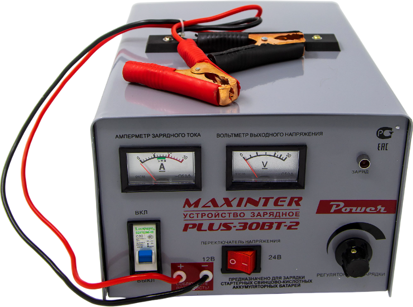 Зарядное устройство для аккумулятора Maxinter PLUS-30BT-2 трансформаторное 12/24V 1 - 30A WET / EFB (до 300А/ч)