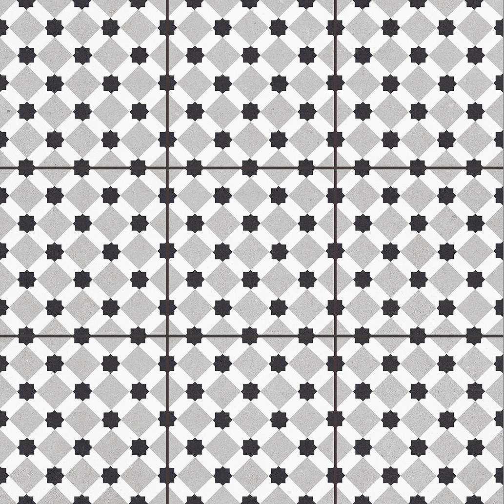 Плитка Staro Pre-cut Rondo Grey (Black joint) Matt 25718140 (600x600)