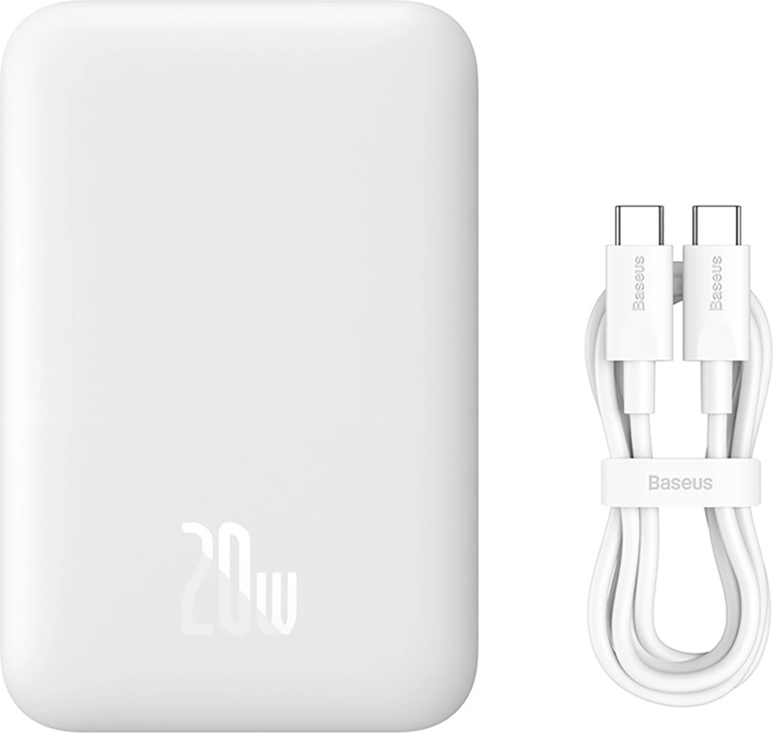 Портативное зарядное устройство Baseus Magnetic Mini Air Wireless Fast Charge 6000мАч / P10059003222-00 (белый)