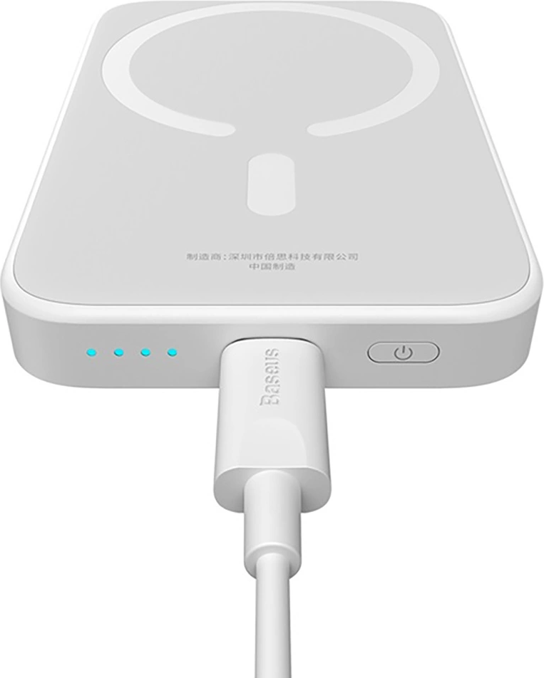 Портативное зарядное устройство Baseus Magnetic Mini Air Wireless Fast Charge 6000мАч / P10059003222-00 (белый) — фото 3