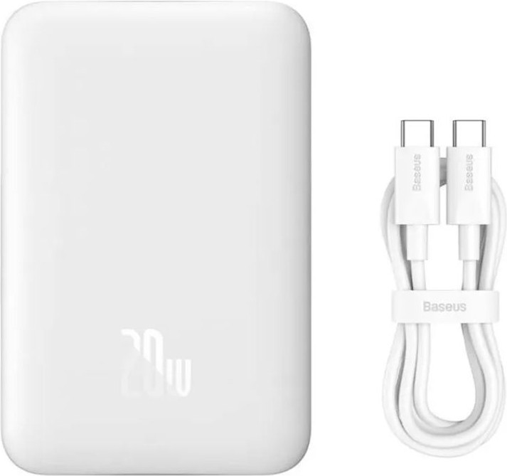 Портативное зарядное устройство Baseus Magnetic Mini Wireless Fast Charging 6000мАч / PPCX100502 (белый) — фото 3