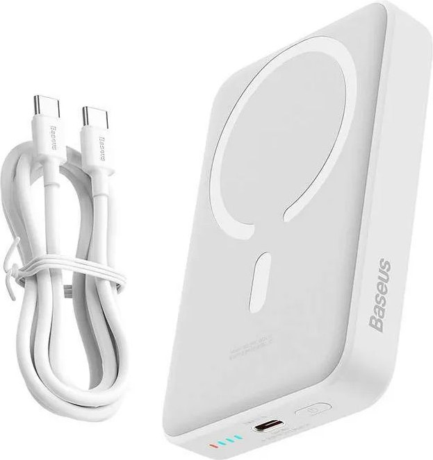 Портативное зарядное устройство Baseus Magnetic Mini Wireless Fast Charging 6000мАч / PPCX100502 (белый) — фото 2
