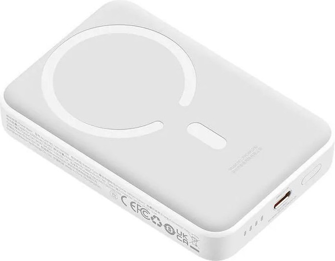 Портативное зарядное устройство Baseus Magnetic Mini Wireless Fast Charging 6000мАч / PPCX100502 (белый)