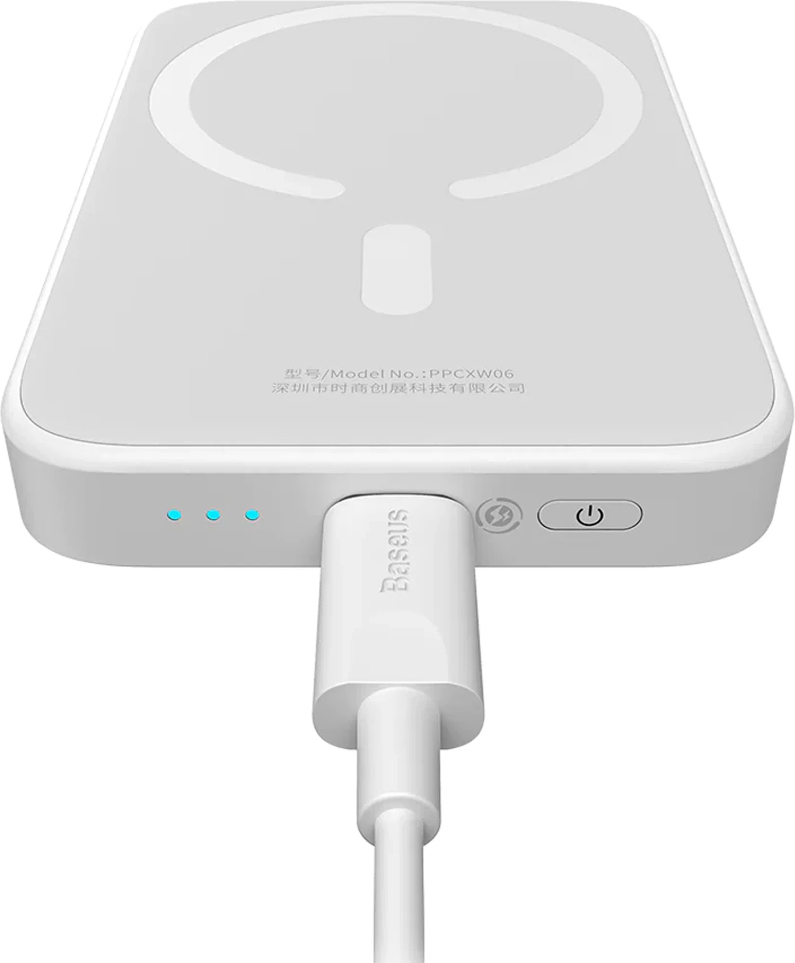 Портативное зарядное устройство Baseus Magnetic Wireless Fast Charging 6000мАч / PPCX020002 (белый) — фото 2