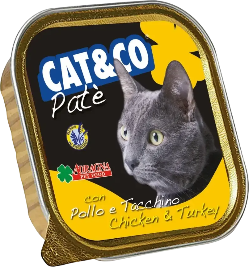 Влажный корм для кошек Adragna Cat&Co Паштет из курицы и индейки (100г)