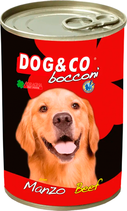 Влажный корм для собак Adragna Dog&Co кусочки говядины в соусе (1.25кг)
