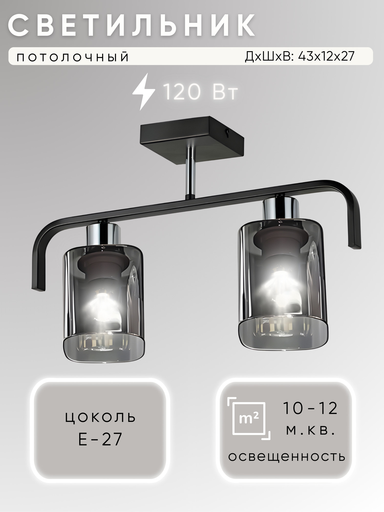 Потолочный светильник Aitin-Pro НПБ 02-2x60-101 / 51538/2 (хром/черный)