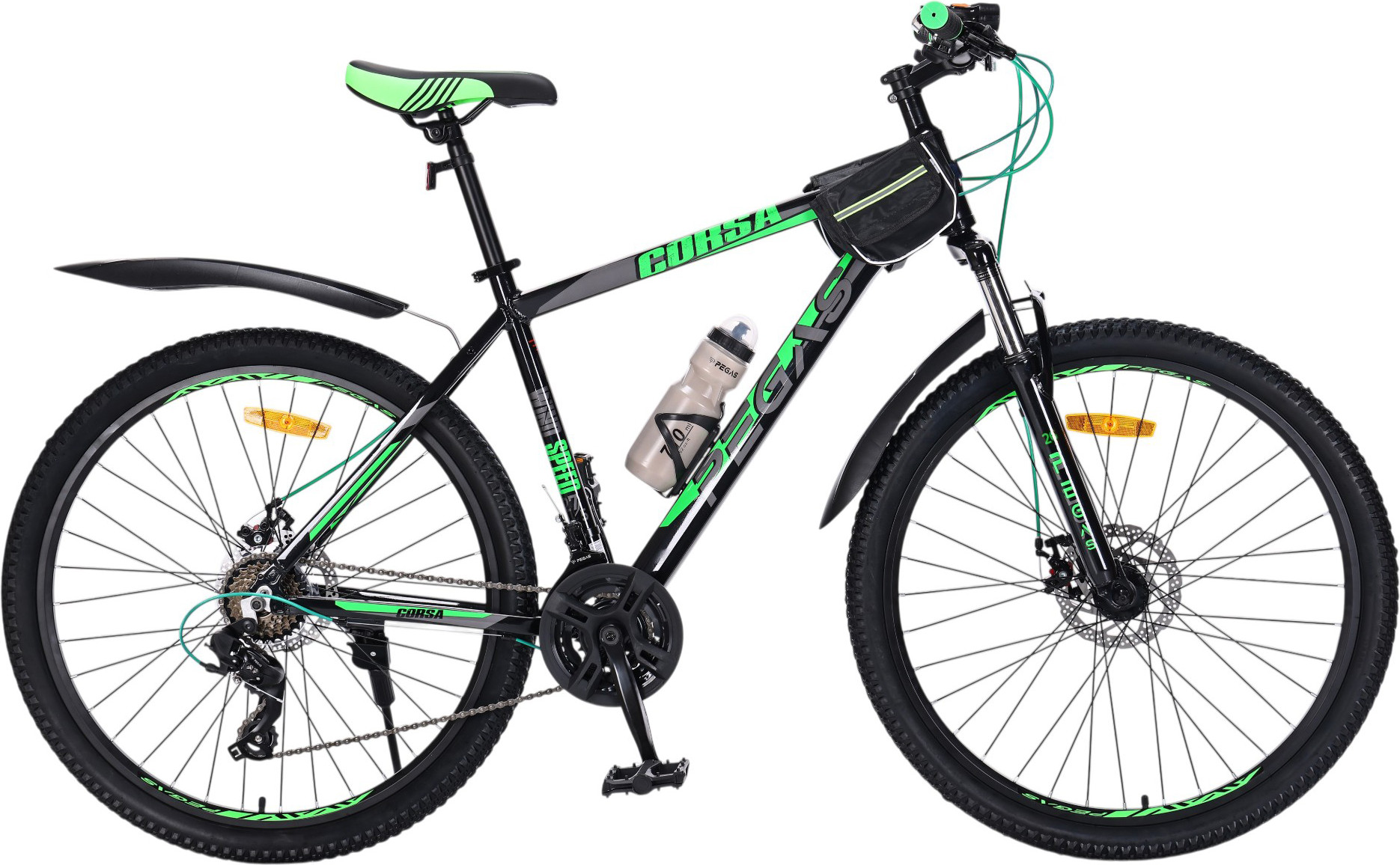 Велосипед PEGAS Corsa 26 (19, черный/зеленый, разобранный, в коробке)