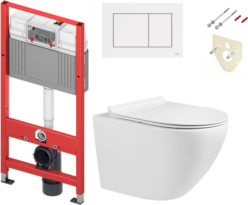 Унитаз подвесной с инсталляцией Grado GD-W203T + TECE Kit 9400413 (с кнопкой смыва)