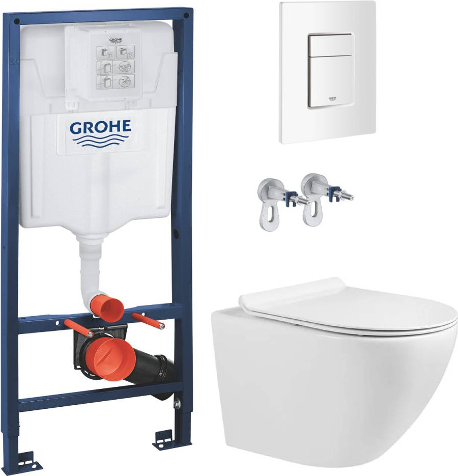 Унитаз подвесной с инсталляцией Grado GD-W203T + GROHE Rapid Sl 38772SH0 (с кнопкой смыва)