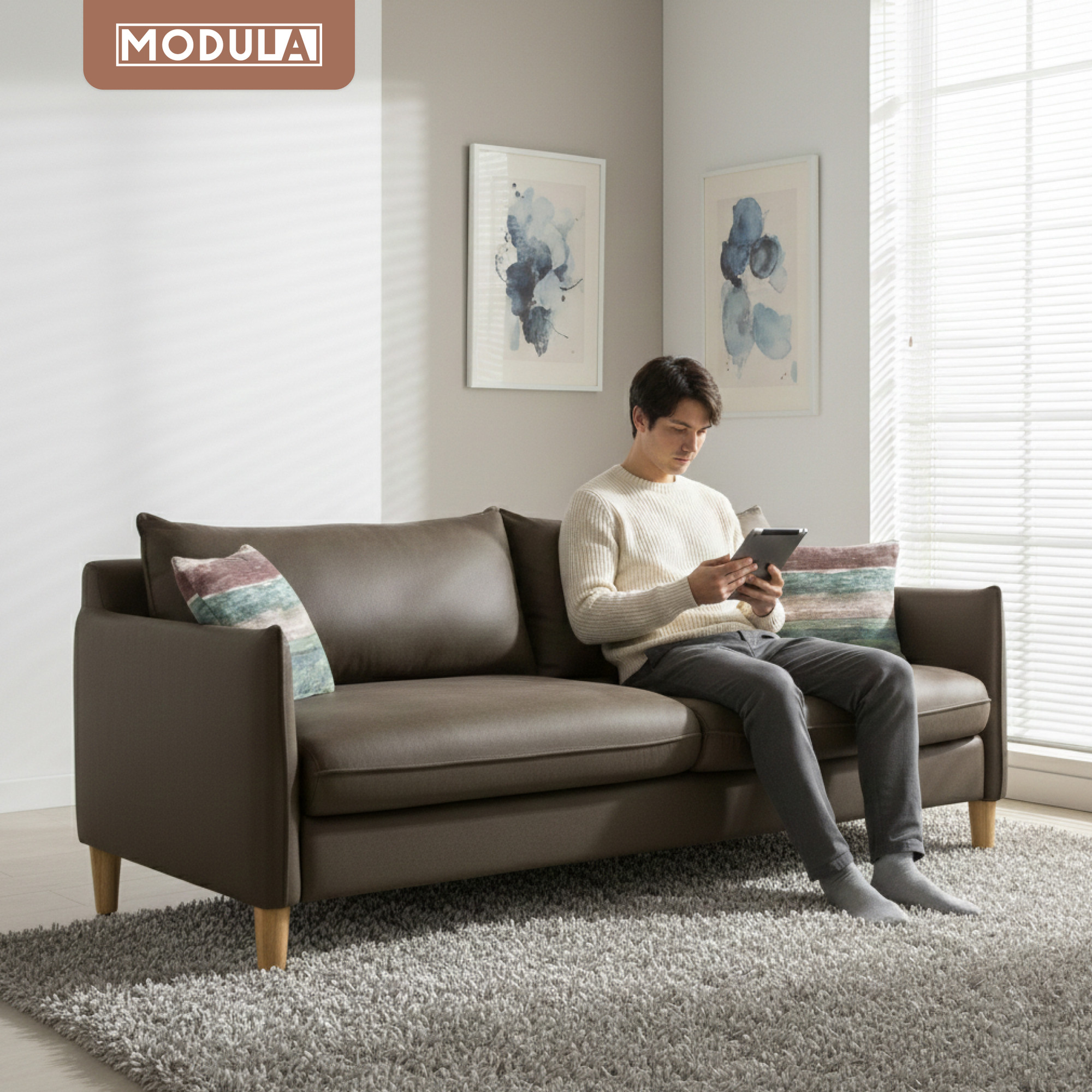 Диван MODULA Мега (нэшвилл 17/виладж грин/опора дуб) — фото 4