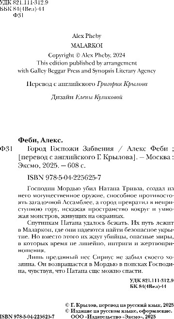 Художественная книга Fanzon Город Госпожи Забвения, твердая обложка (Феби Алекс) — фото 3
