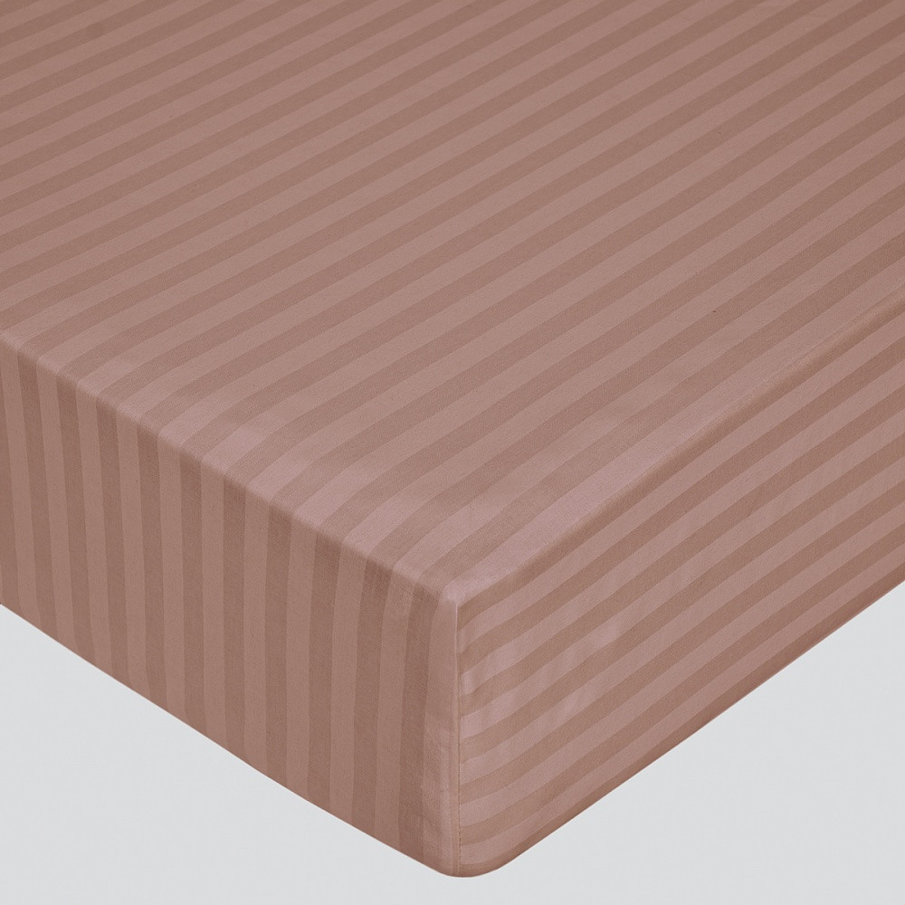 Простыня Milanika Какао на резинке 160x200x25 (поплин-страйп)