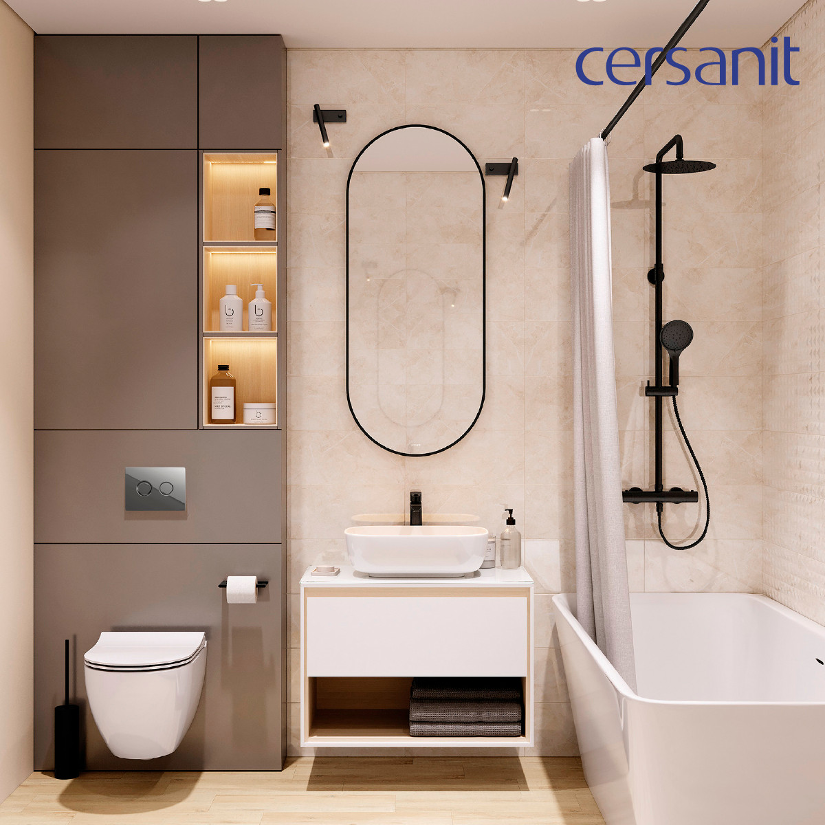 Унитаз подвесной с инсталляцией Cersanit Brasko Smart DPL EO Slim + Aqua 50 Prime P / 69319 (с кнопкой Accento Circle хром глянцевый) — фото 3