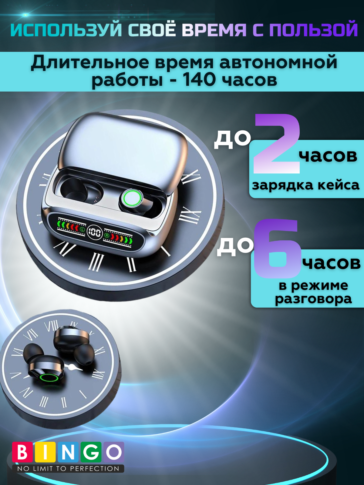 Беспроводные наушники Bingo BQ50 (черный) — фото 4