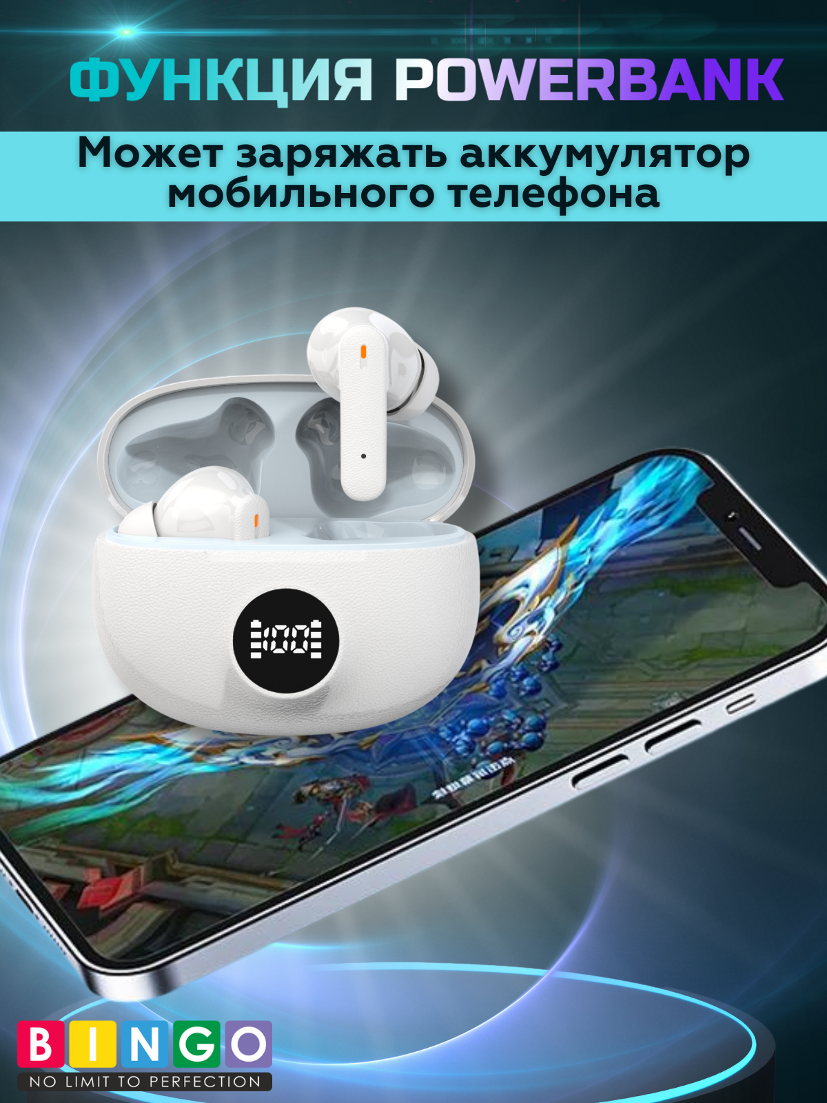 Беспроводные наушники Bingo D03 (белый) — фото 6