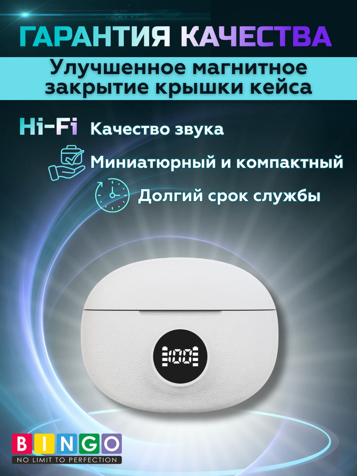 Беспроводные наушники Bingo D03 (белый) — фото 2
