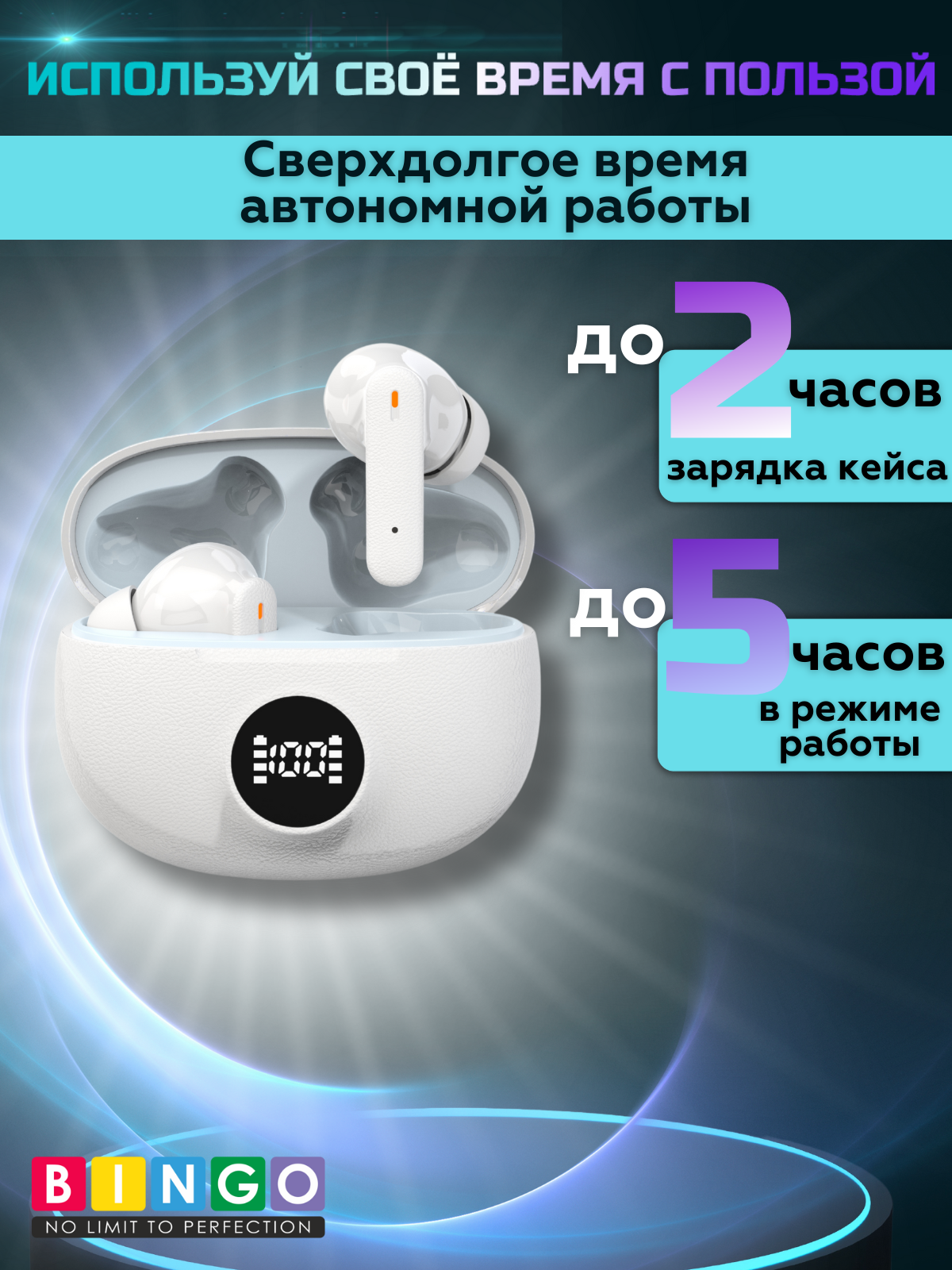Беспроводные наушники Bingo D03 (белый) — фото 4