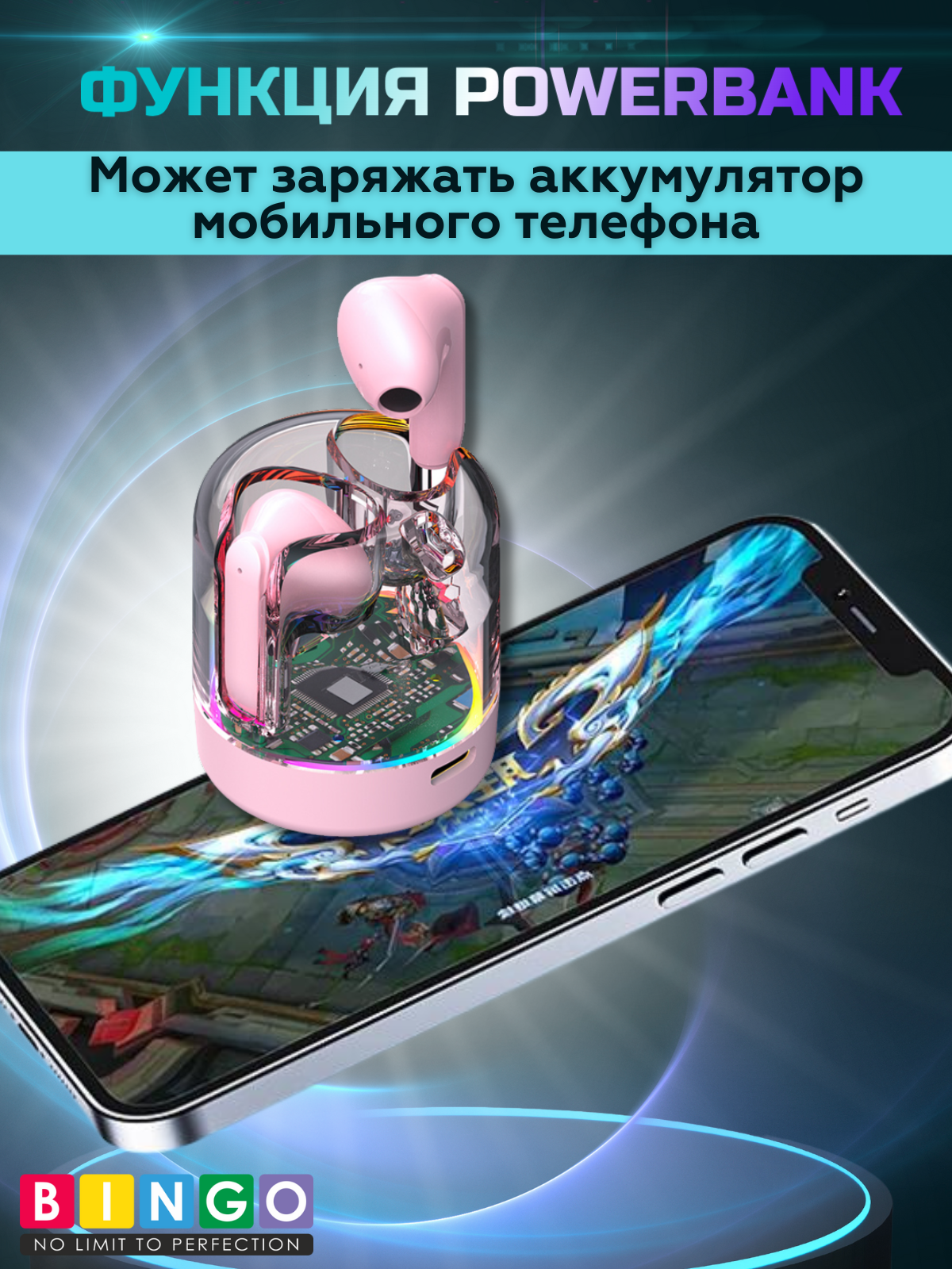 Беспроводные наушники Bingo TM70 (фиолетовый) — фото 6