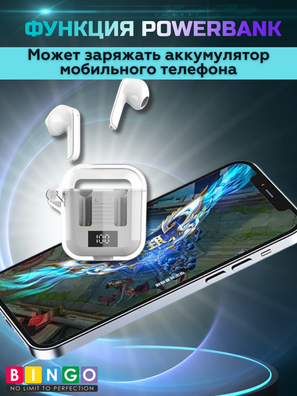 Беспроводные наушники Bingo TM90 (белый) — фото 6