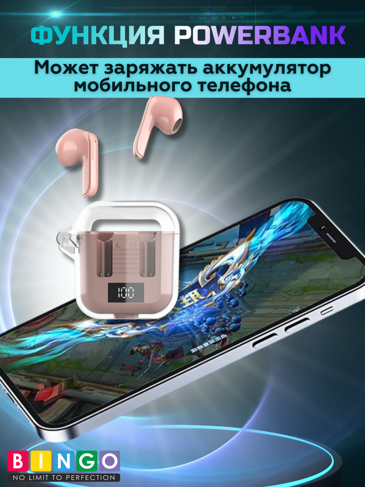 Беспроводные наушники Bingo TM90 (фиолетовый) — фото 6