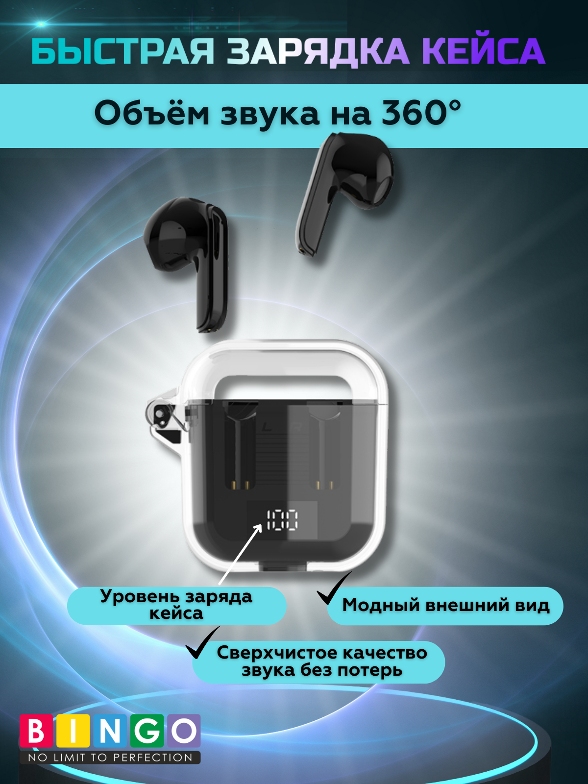Беспроводные наушники Bingo TM90 (черный) — фото 3