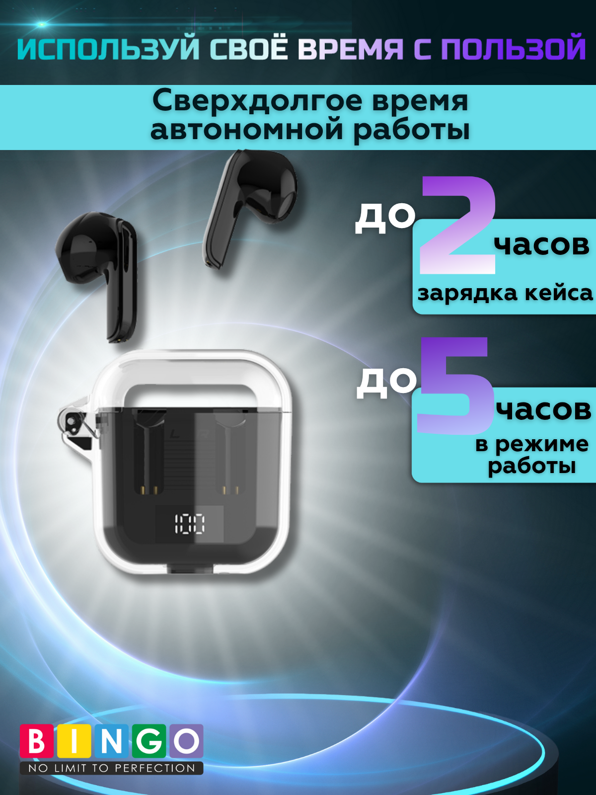 Беспроводные наушники Bingo TM90 (черный) — фото 4