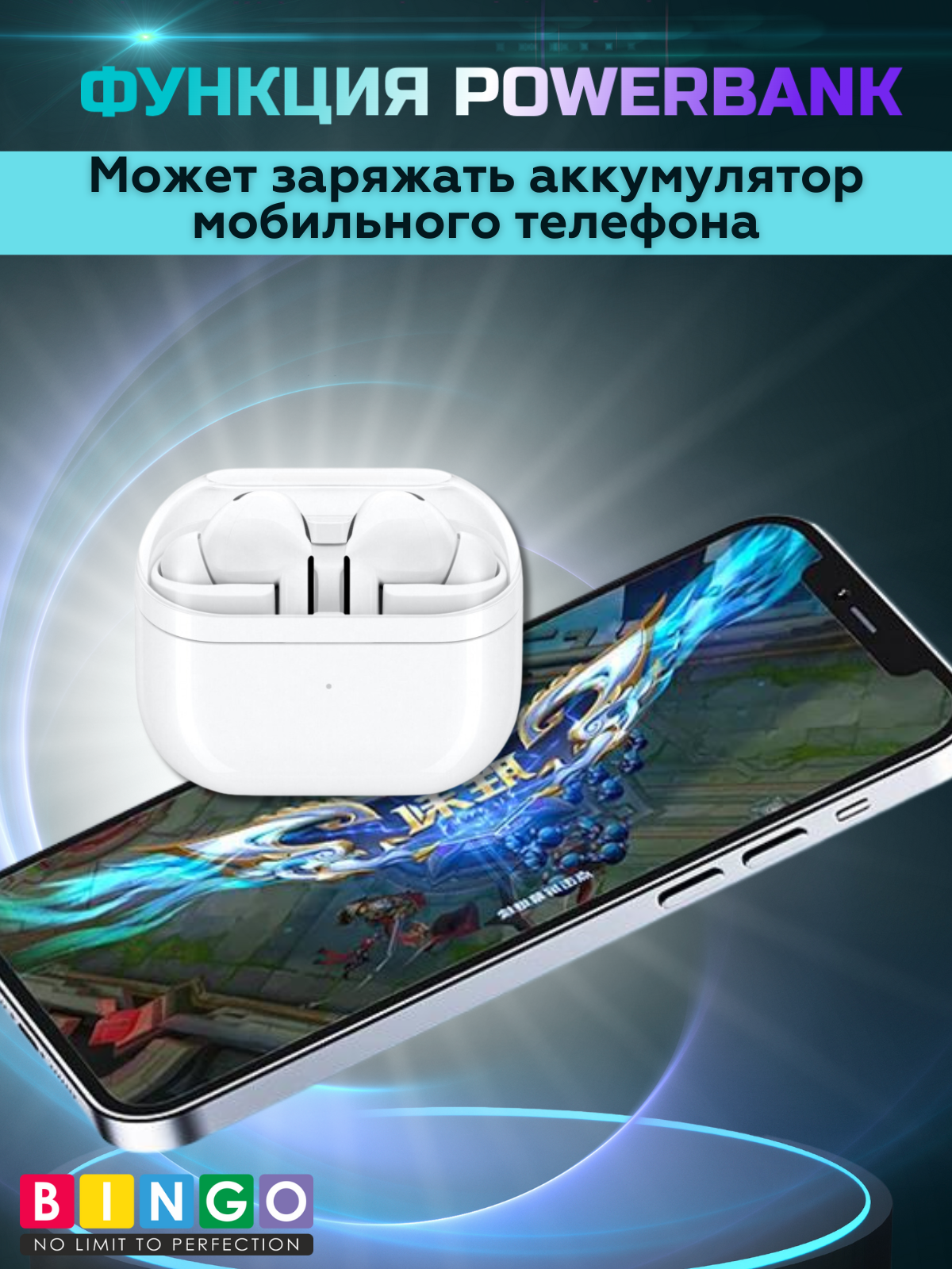 Беспроводные наушники Bingo V16 Pro ANC (белый) — фото 6
