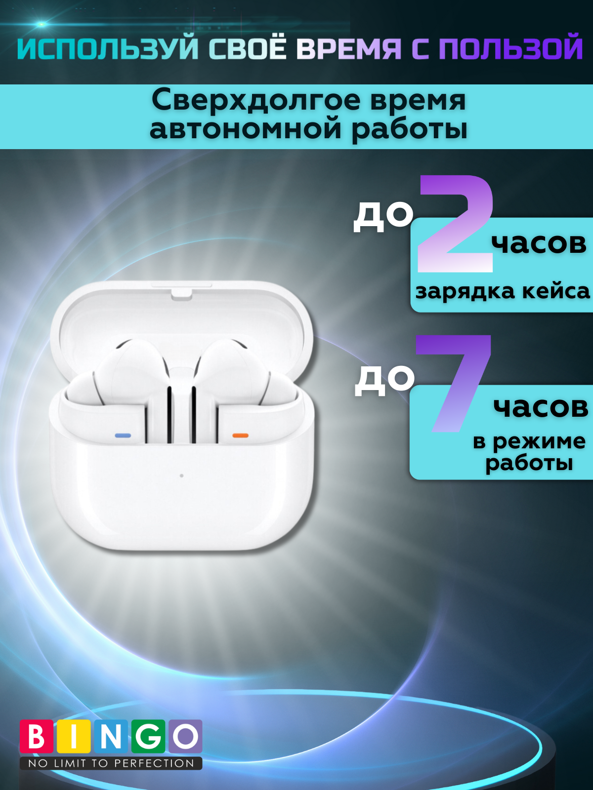 Беспроводные наушники Bingo V16 Pro ANC (белый) — фото 4