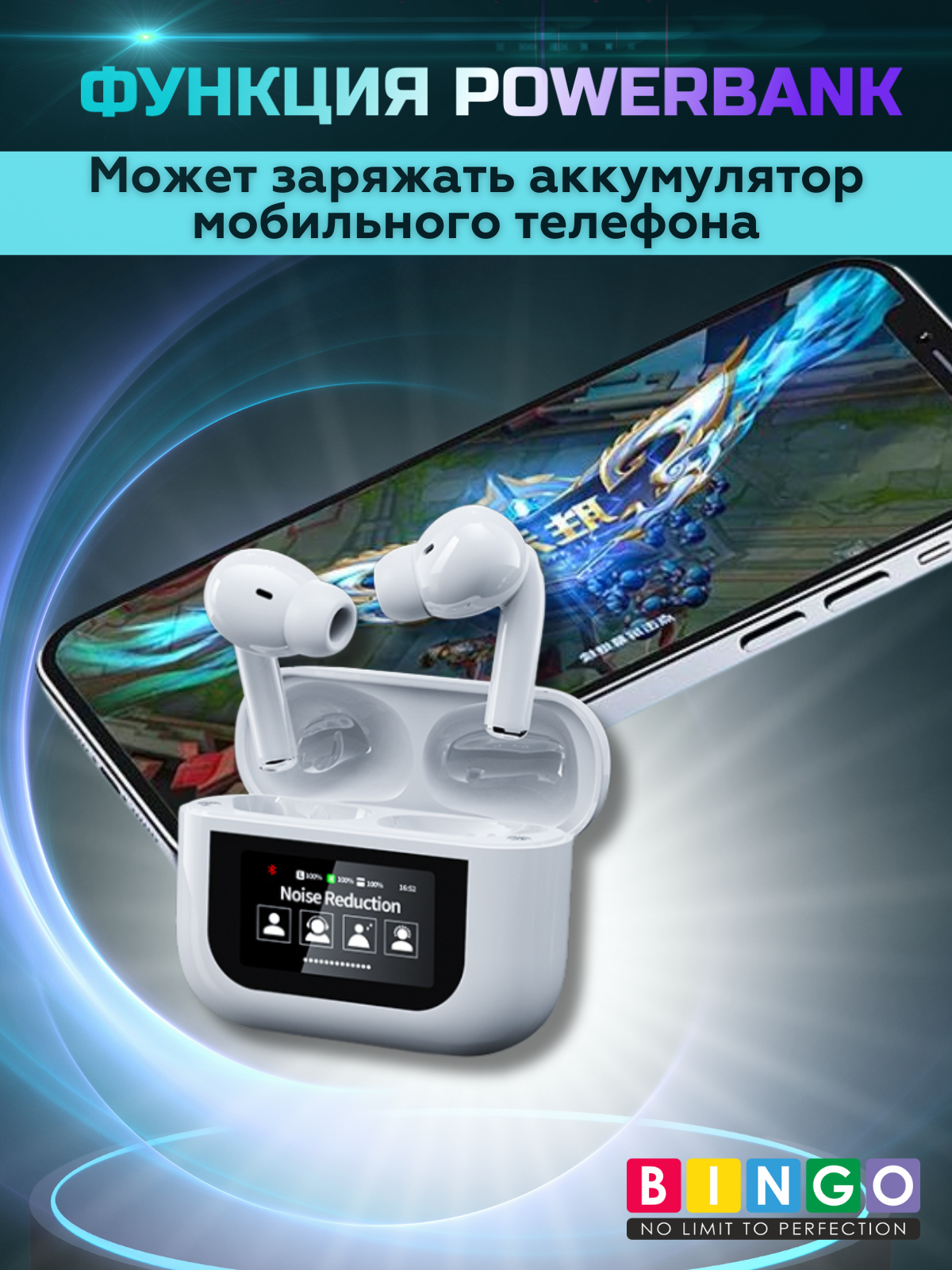Беспроводные наушники Bingo YW07 (белый) — фото 6