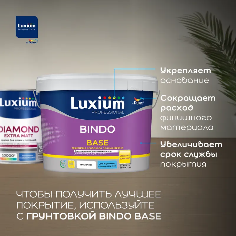Краска Dulux Luxium Prof Diamond Extra Matt BW (1л, глубокоматовый) — фото 3