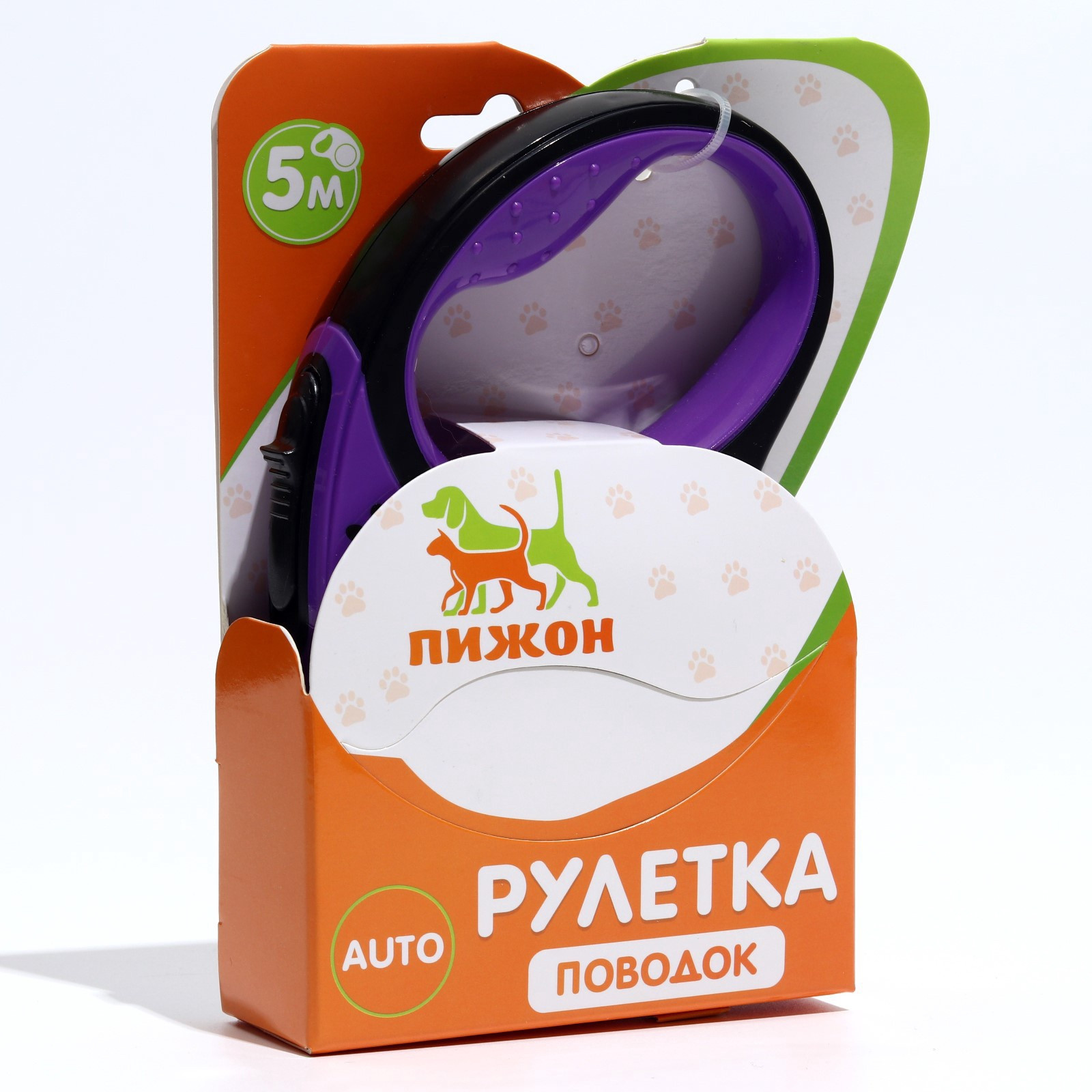 Поводок-рулетка Sima-Land Гонка / 7345303 (5м, черный/фиолетовый) — фото 6