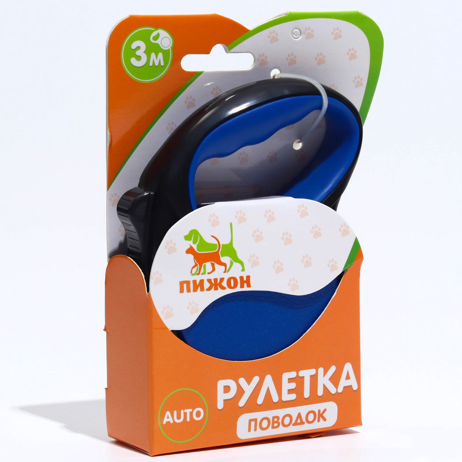 Поводок-рулетка Sima-Land Стиль / 7345307 (3м, черный/синий) — фото 4