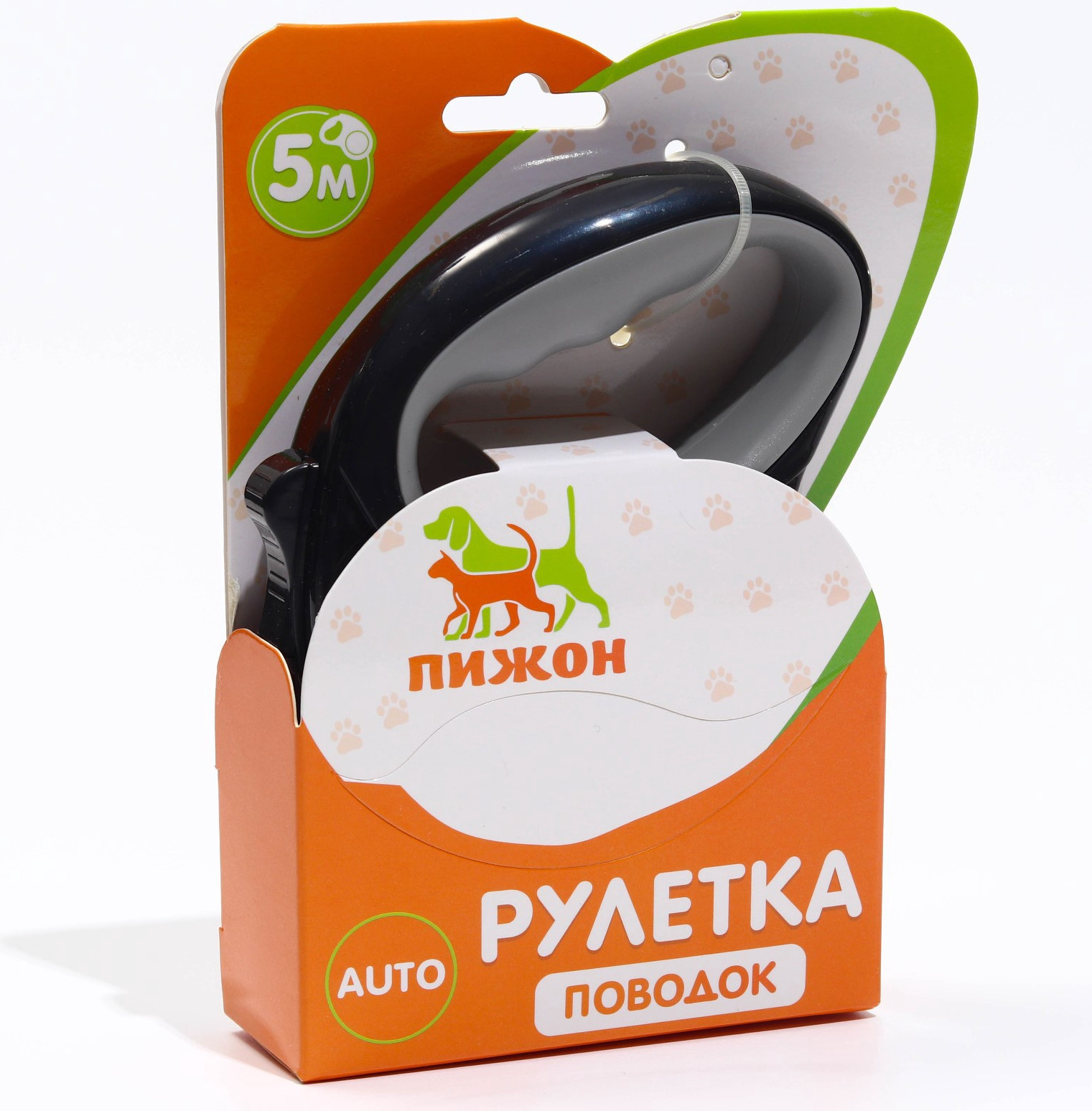 Поводок-рулетка Sima-Land Стиль / 7345309 (5м, черный/серый) — фото 4